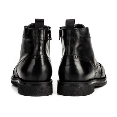 Genuine Leather Black Zipper Clousure Casual Boots