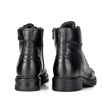 Genuine Leather Black Zipper Clousure Women Flat Boots