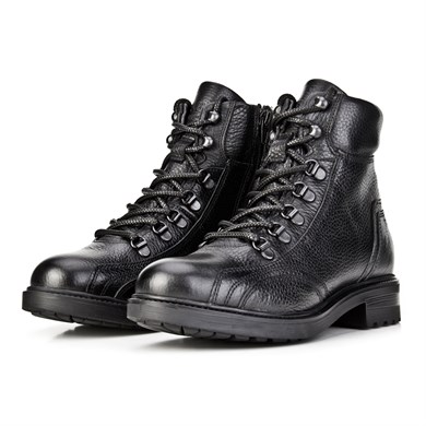Genuine Leather Black Zipper Clousure Women Flat Boots