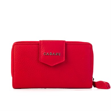 Women Red Genuine Leather Flap Purse