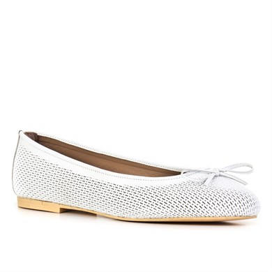Genuine Leather White Women Flat Shoes