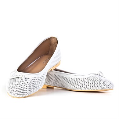 Genuine Leather White Women Flat Shoes