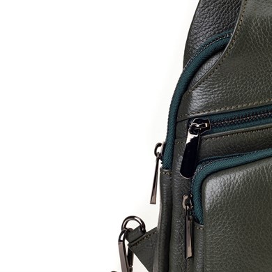 Khaki Genuine Leather Cross Bag