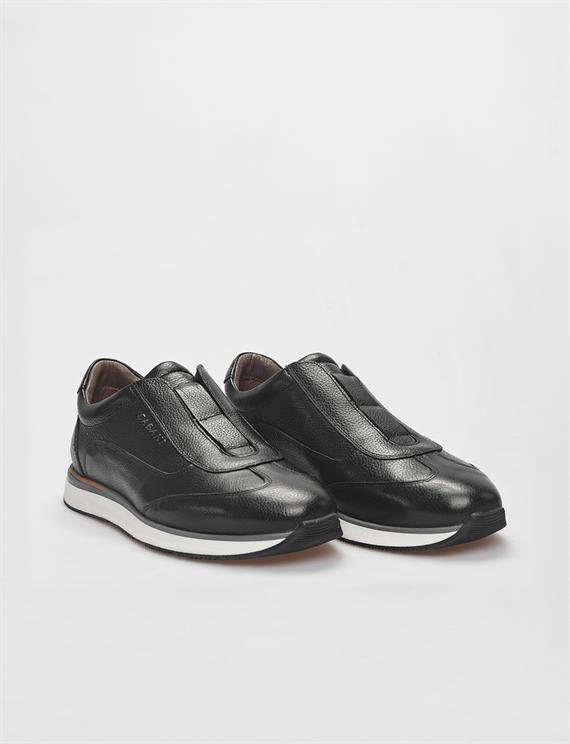 Men Black Genuine Leather Slip-on Dress Shoes