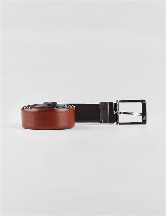 Men Black-Tan Genuine Leather Double Side Belt